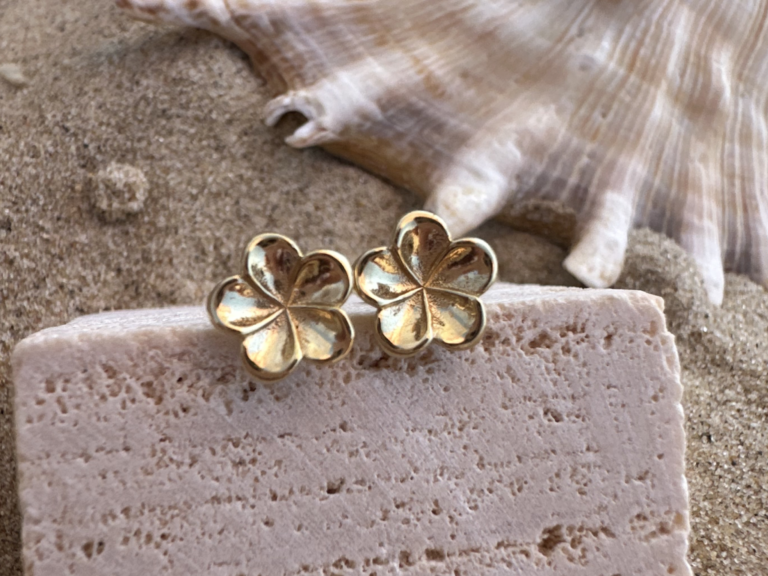 עגילי פלור קטן – כסף בציפוי זהב