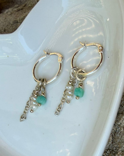 עגילי כסף בר צ'ארמים