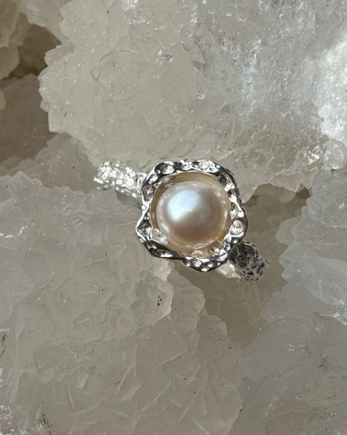 טבעת פנינה מרוקעת